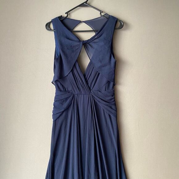 Badgley‎ Mischka sz 6 navy blue maxi long  formal gown - Picture 5 of 8